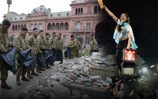 Polémica: retiran las piedras del memorial COVID de Plaza de Mayo por los festejos mundialistas