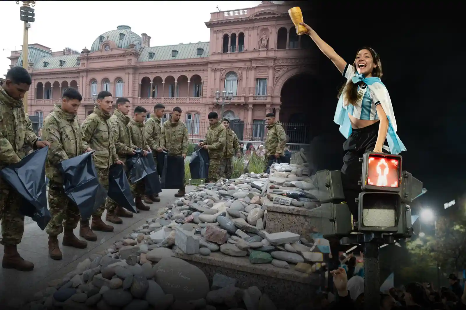 Polémica: retiran las piedras del memorial COVID de Plaza de Mayo por los festejos mundialistas