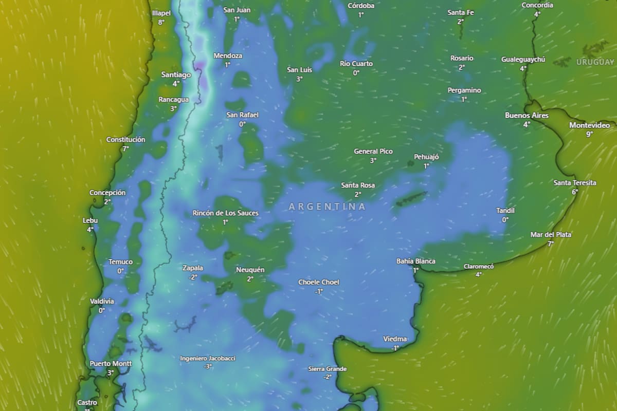 Alerta amarilla por frío polar, lluvias, nevadas y vientos: 17 provincias bajo amenaza este lunes